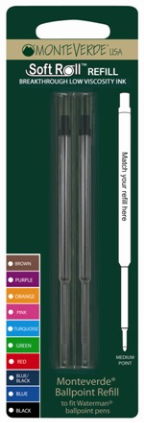 SoftRoll™ Ballpoint Ink refill - fits Waterman® by MonteVerde®....2 pack blister card SoftRoll™ Ballpoint Ink refill - fits Waterman® by MonteVerde®....2 pack blister card