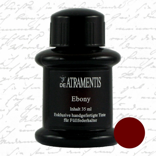 Ebony Premium Fountain Pen Bottled Ink by De Atramentis® 45 ml glass bottle