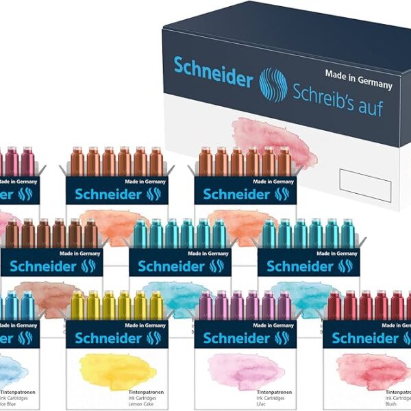 Schneider® Pastel Colors Standard International Ink Cartridges TWO BOXES of 6/bx [Series 166]