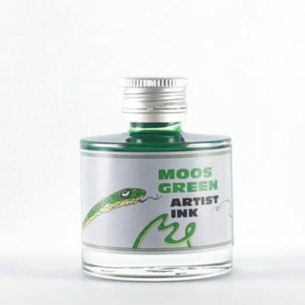 Artist Moos Green Ink from De Atramentis 50 ml glass bottle