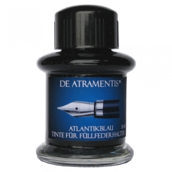 Atlantic Blue Premium Fountain Pen Bottled Ink by De Atramentis® 45 ml glass bottle