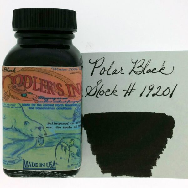 Polar Black 3 oz fountain pen bottled ink from Noodler's Ink®  [Eel series]...aka "Eel Polar Black"