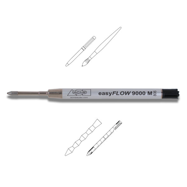 easyFlow 9000 Black Ballpoint Ink Refills fits Rollerball Pens from Acme Studio® TWO PACK