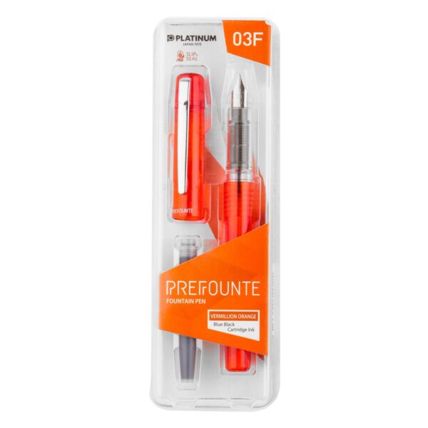 Prefounte Fountain Pen Vermillion Orange Fine [0.3 mm] Or Medium [0.5 mm] nib by Platinum®