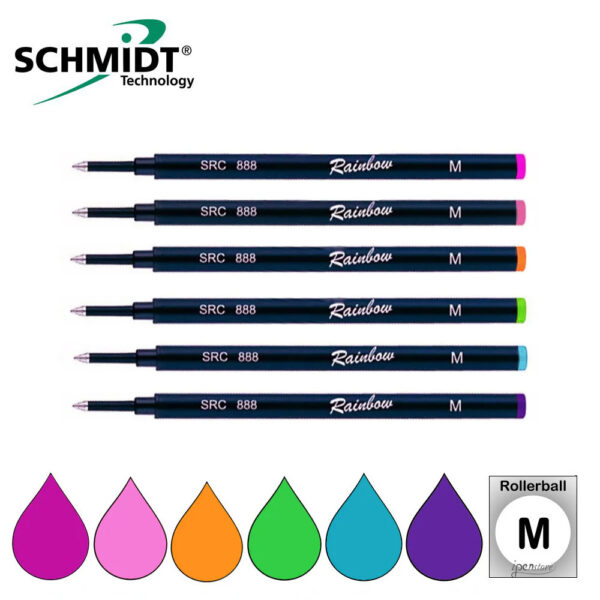 888 Roller Ball Refills "Rainbow Colors" made by Private Reserve Ink® or Schmidt OEM®-MEDIUM LINE
