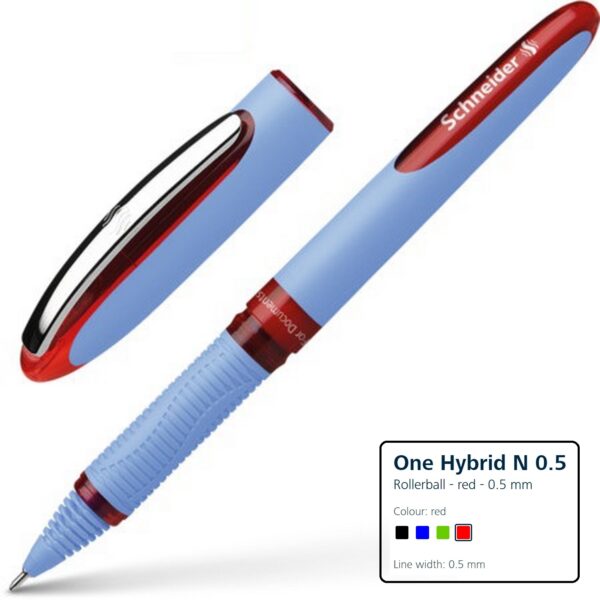 Schneider® ONE Hybrid Red N 0.5 mm Disposable Rollerball Pen-2pk