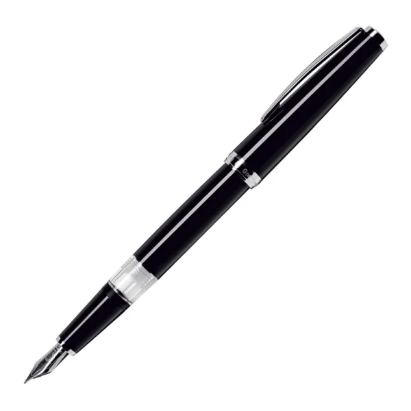 Classic Palladium Black Piston Pill Fountain Pen by Cleo Skribent®-stainless steel Fine Nib