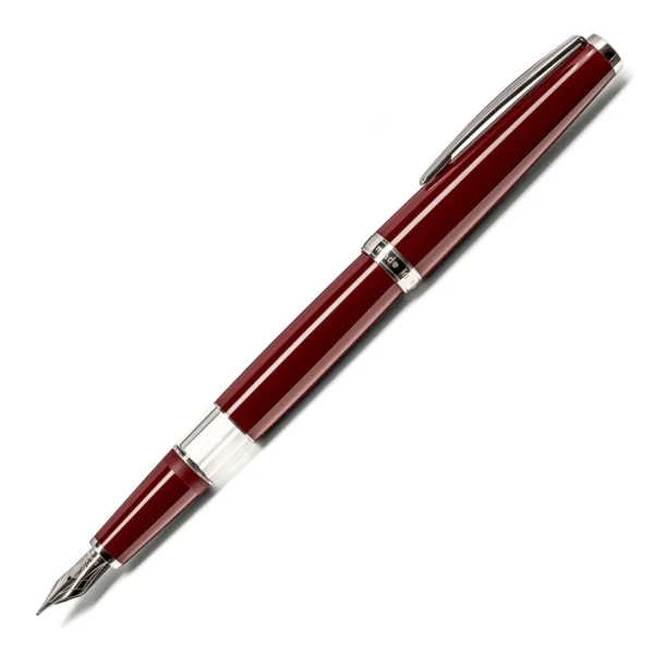 Classic Palladium Bordeaux Piston Pill Fountain Pen by Cleo Skribent®-stainless steel Medium Nib