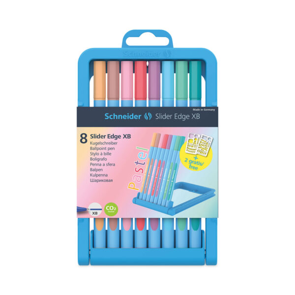 Slider Edge XB Pastel Ballpoint 8 Color Case by Schneider®...ViscoGlide® ink system