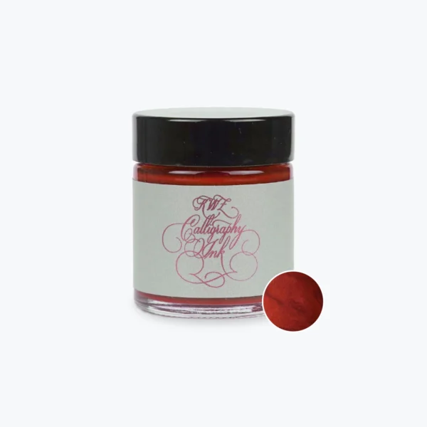 Mercury Red Calligraphy Ink from KWZ Ink for use in DIP PENS 25 ml glass bottle