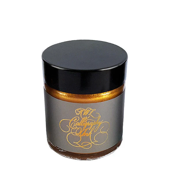 Yellow Gold Calligraphy Ink from KWZ Ink for use in DIP PENS 25 ml glass bottle