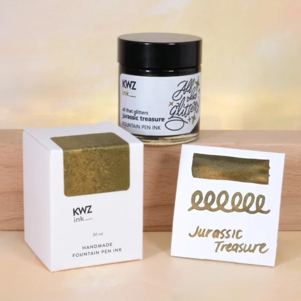 Jurassic Treasure Fountain Pen 30 mL Bottled Ink by KWZ Ink.."All That Glitters"...safe for fountain pens!