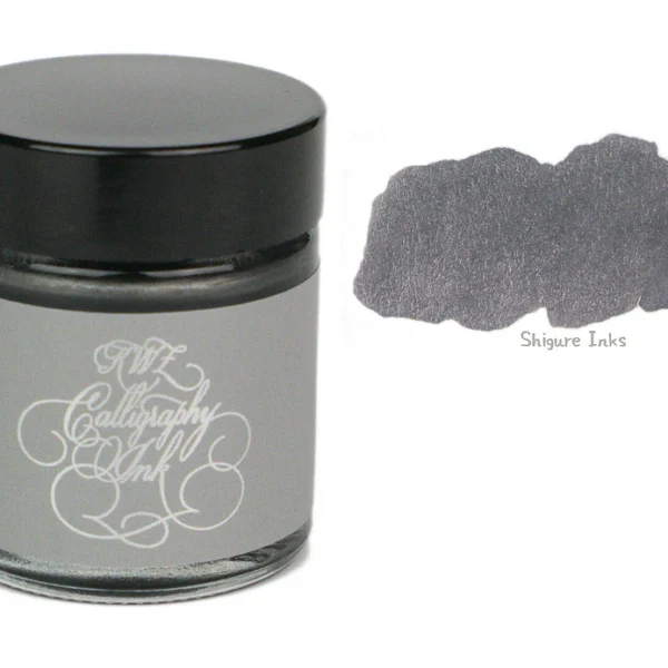 Silver Calligraphy Ink from KWZ Ink for use in DIP PENS 25 ml glass bottle