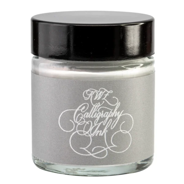 Pearl White Calligraphy Ink from KWZ Ink for use in DIP PENS 25 ml glass bottle