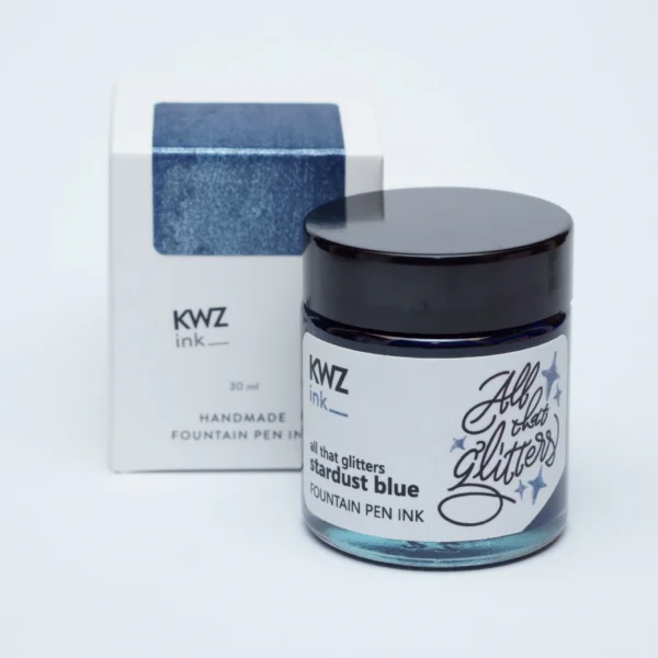 Stardust Blue Fountain Pen 30 mL Bottled Ink by KWZ Ink.."All That Glitters"...safe for fountain pens!